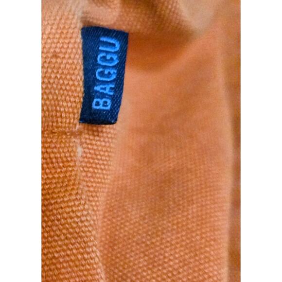 Baggu 100% Recycled Cotton Canvas Drawstring Backpack Orange Bag Casual Travel